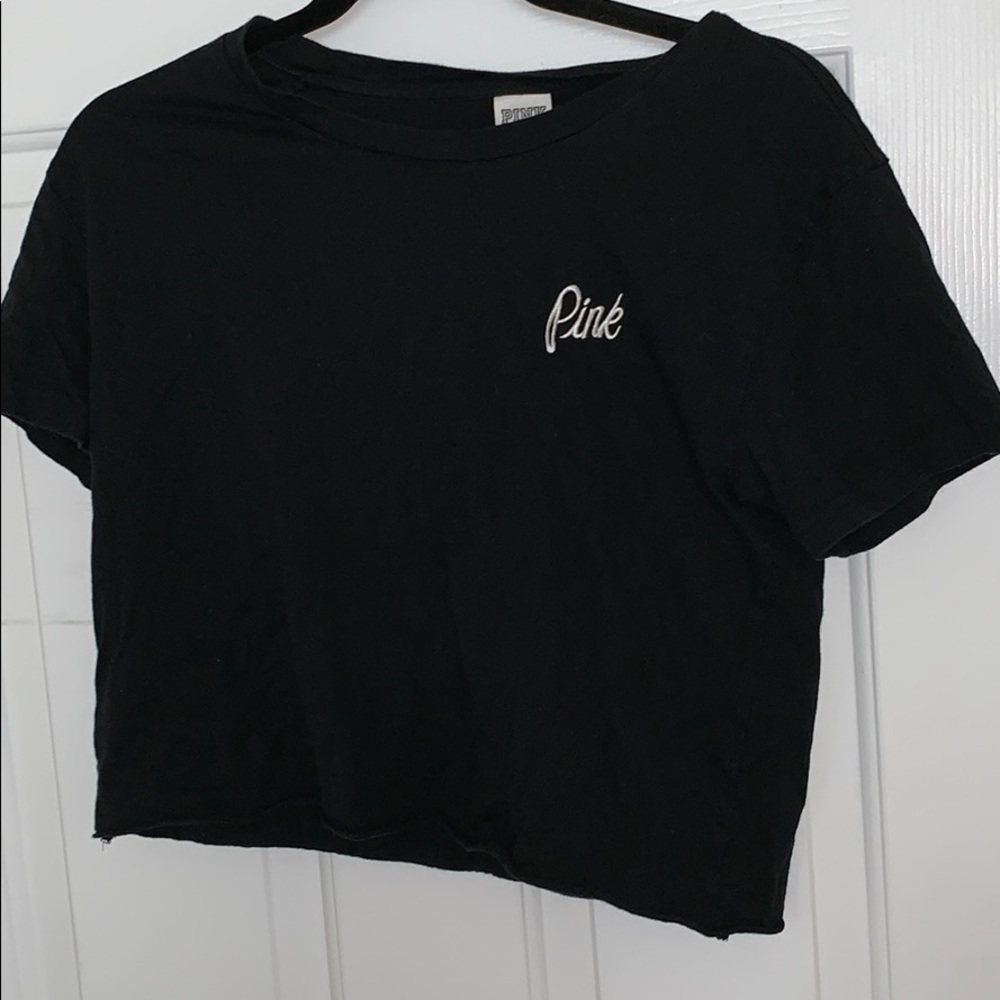 PINK black crop top